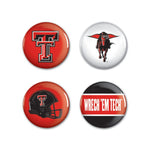 Wholesale-Texas Tech Red Raiders Button 4 Pack 1 1/4" Rnd