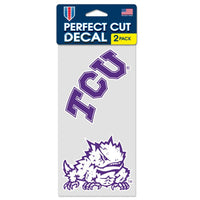 Wholesale-TCU Horned Frogs Perfect Cut Decal Set of two 4"x4"