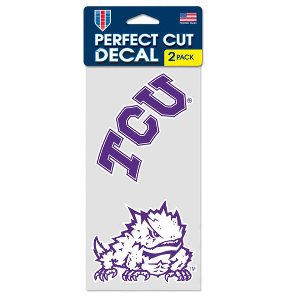 Wholesale-TCU Horned Frogs Perfect Cut Decal Set of two 4"x4"