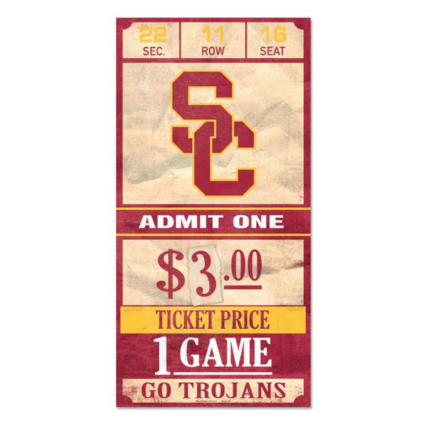 Wholesale-USC Trojans Wood Sign 6x12 3/8" thick