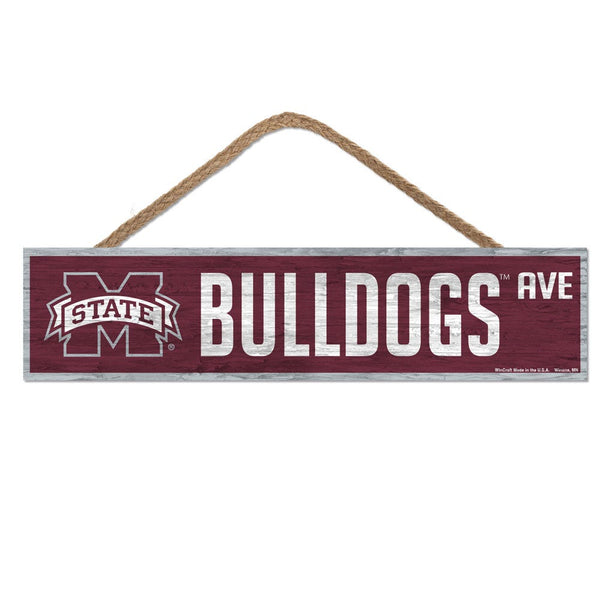 Mississippi State Bulldogs Wood Sign-with Rope 4" x 17"