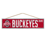 Ohio State Buckeyes Wood Sign-with Rope 4" x 17"