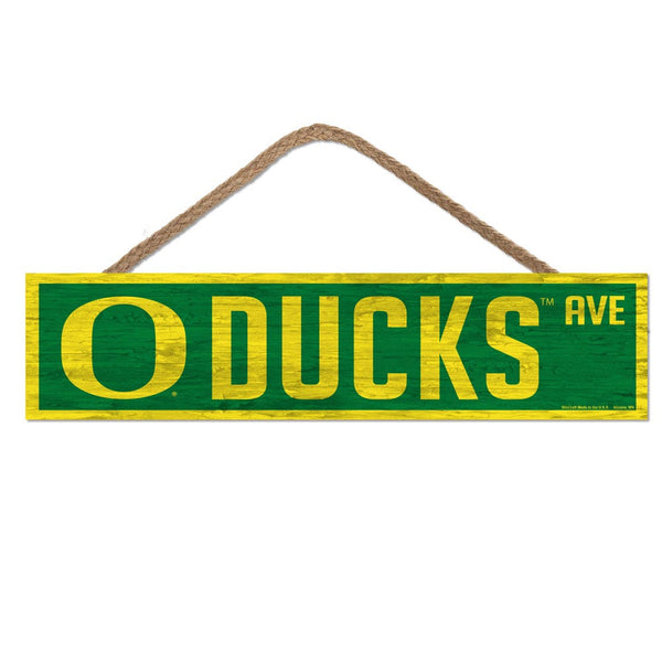 Oregon Ducks Wood Sign-with Rope 4" x 17"