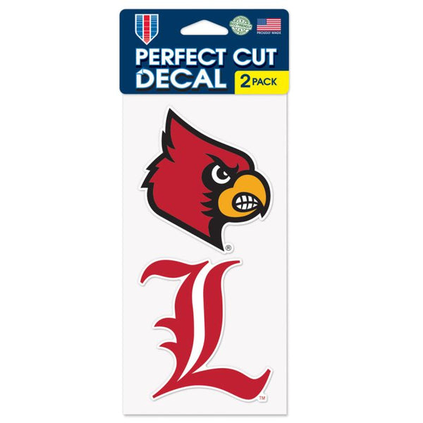 Wholesale-Louisville Cardinals Perfect Cut Decal Set of two 4"x8"