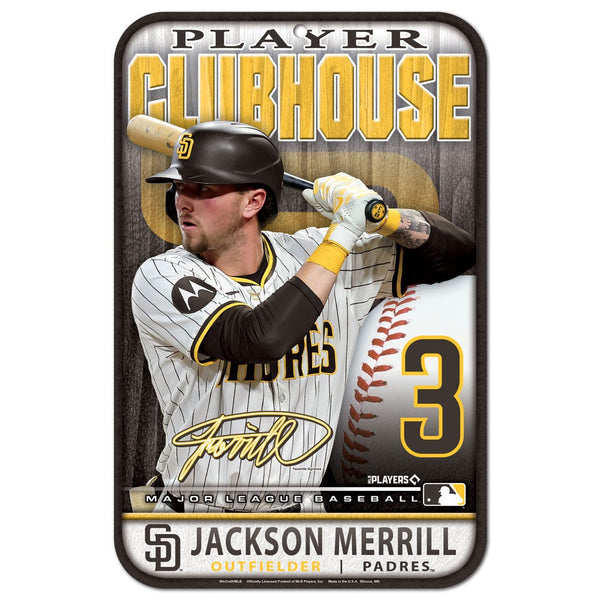 San Diego Padres Plastic Sign 11" x 17" Jackson Merrill