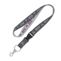 Wholesale-East Carolina Pirates CHARCOAL Lanyard w/detachable buckle 1"