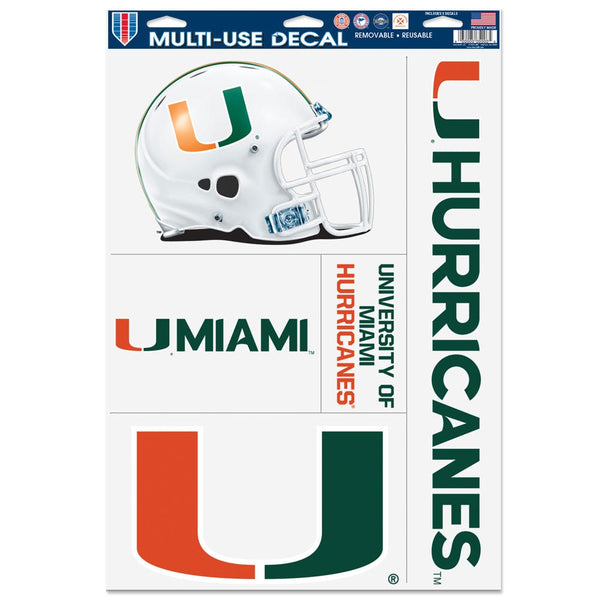 Miami Hurricanes Multi Use Decal 11" x 17"