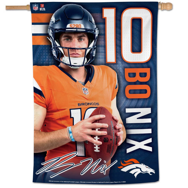 Denver Broncos Vertical Flag 28" x 40" Bo Nix