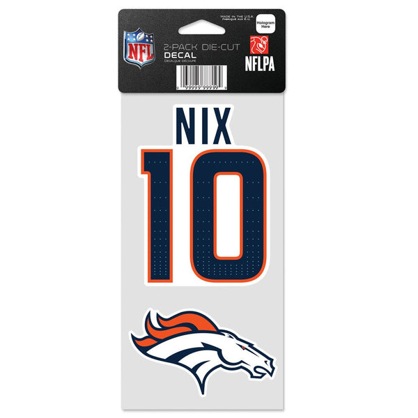 Denver Broncos Perfect Cut Decal Set of two 4"x4" Bo Nix