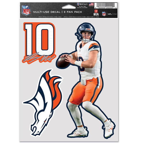 Denver Broncos Multi Use 3 FAN DECAL Bo Nix