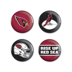 Arizona Cardinals PRIMARY, CLASSIC, HELMET, SLOGAN Button 4 Pack 1 1/4" Rnd