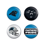 Carolina Panthers PRIMARY, CLASSIC, HELMET, SLOGAN Button 4 Pack 1 1/4" Rnd