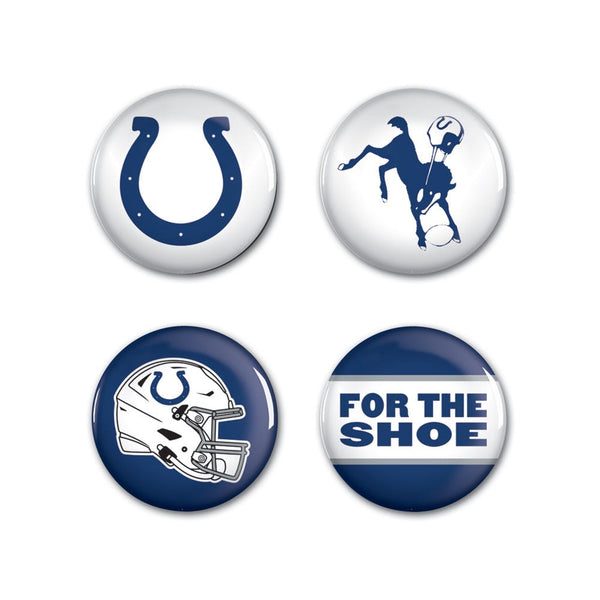 Indianapolis Colts PRIMARY, CLASSIC, HELMET, SLOGAN Button 4 Pack 1 1/4" Rnd