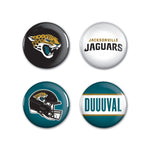 Jacksonville Jaguars PRIMARY, CLASSIC, HELMET, SLOGAN Button 4 Pack 1 1/4" Rnd
