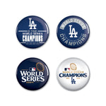 World Series Champions Los Angeles Dodgers Button 4 Pack 1 1/4" Rnd