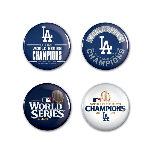 World Series Champions Los Angeles Dodgers Button 4 Pack 1 1/4" Rnd