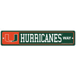 Miami Hurricanes Street / Zone Sign 3.75" X 19"