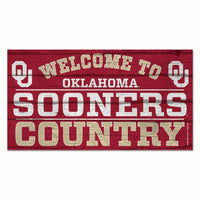 Oklahoma Sooners Wood Sign 13"x24" 1/4" thick
