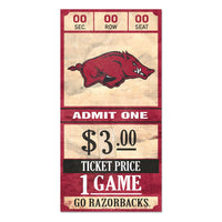 Arkansas Razorbacks ticket Wood Sign 6x12 3/8" thick