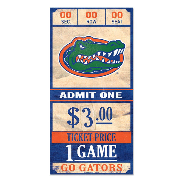Florida Gators ticket Wood Sign 6x12 3/8" thick