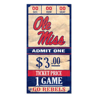 Wholesale-Ole Miss Rebels ticket Wood Sign 6x12 3/8" thick