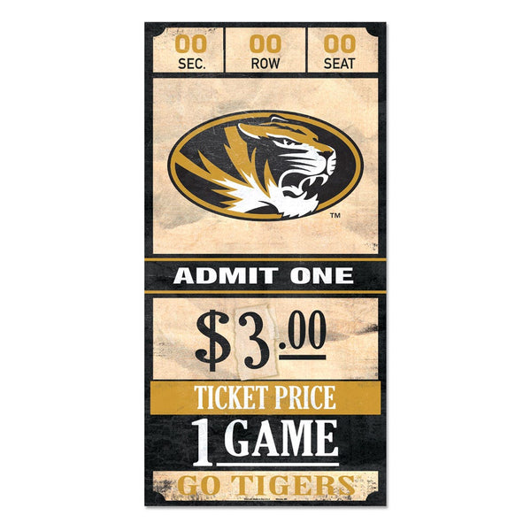 Missouri Tigers ticket Wood Sign 6x12 3/8" thick