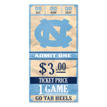 North Carolina Tar Heels ticket Wood Sign 6x12 3/8" thick