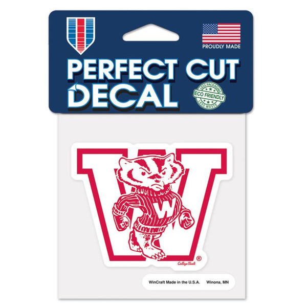 Wholesale-Wisconsin Badgers / Vintage Collegiate vault Perfect Cut Color Decal 4" x 4"