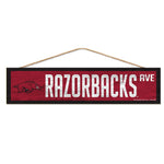 Arkansas Razorbacks Wood Sign-with Rope 4" x 17"