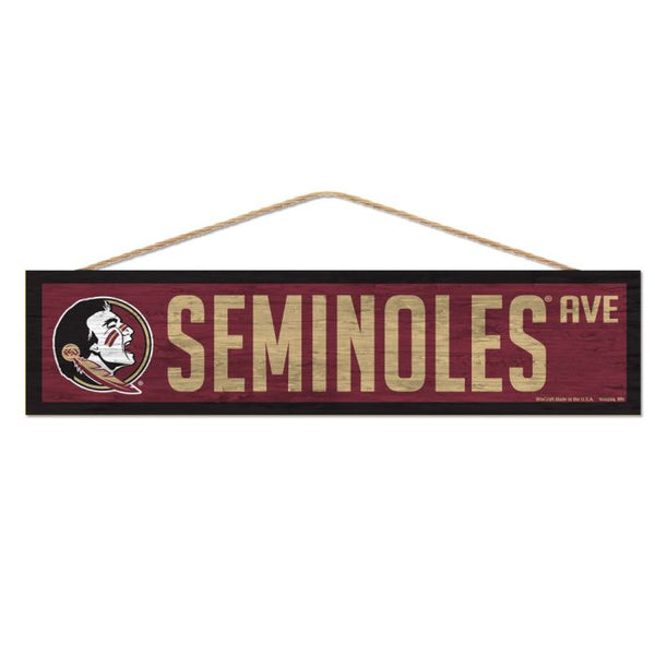 Wholesale-Florida State Seminoles Wood Sign-with Rope 4" x 17"