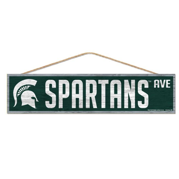 Wholesale-Michigan State Spartans Wood Sign-with Rope 4" x 17"