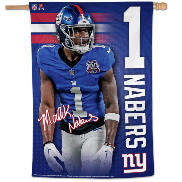 New York Giants Vertical Flag 28" x 40" Malik Nabers