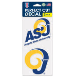 Wholesale-Angelo State Rams Perfect Cut Decal Set of two 4"x4"