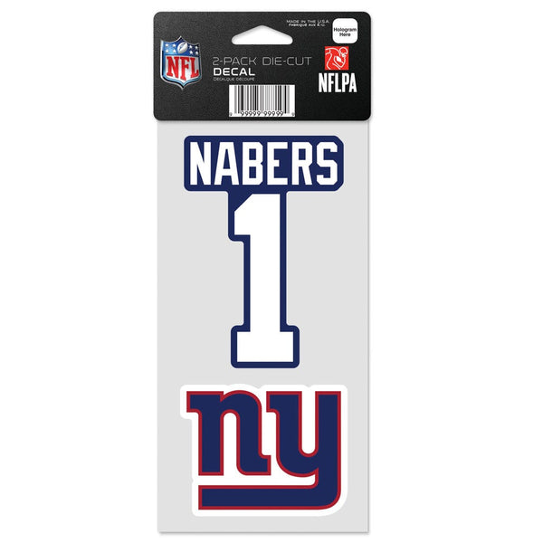 New York Giants Perfect Cut Decal Set of two 4"x4" Malik Nabers