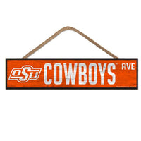 Wholesale-Oklahoma State Cowboys Wood Sign-with Rope 4" x 17"