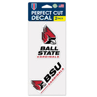 Wholesale-Ball State Cardinals Perfect Cut Decal Set of two 4"x4"