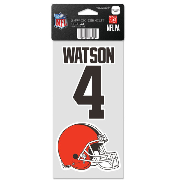 Cleveland Browns Name & Number Perfect Cut Decal Set of two 4"x4" Deshaun Watson