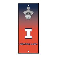 Illinois Fighting Illini Bottle Opener Sign 5x11
