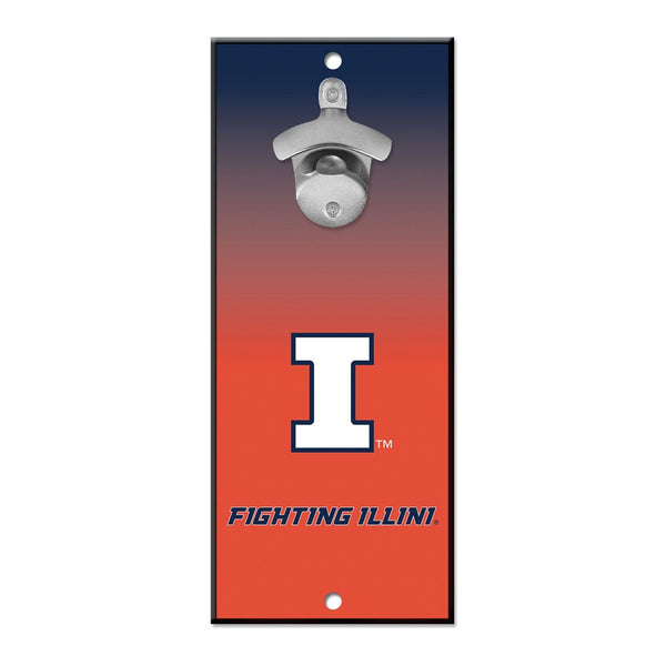 Illinois Fighting Illini Bottle Opener Sign 5x11