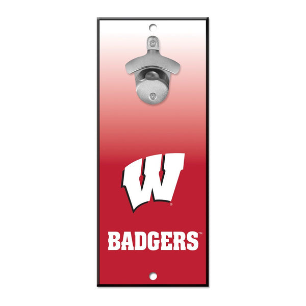 Wisconsin Badgers Bottle Opener Sign 5x11