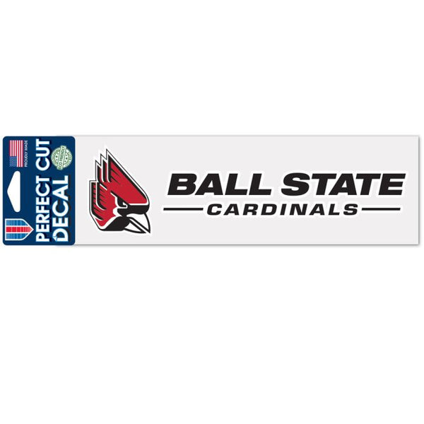 Wholesale-Ball State Cardinals Perfect Cut Decals 3" x 10"