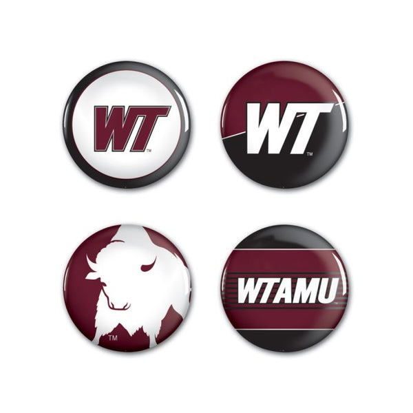 Wholesale-West Texas A&amp;M Buffaloes Button 4 Pack 1 1/4" Rnd