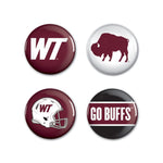 Wholesale-West Texas A&amp;M Buffaloes Button 4 Pack 1 1/4" Rnd