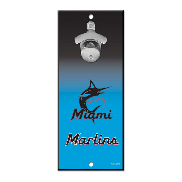 Miami Marlins Bottle Opener Sign 5x11