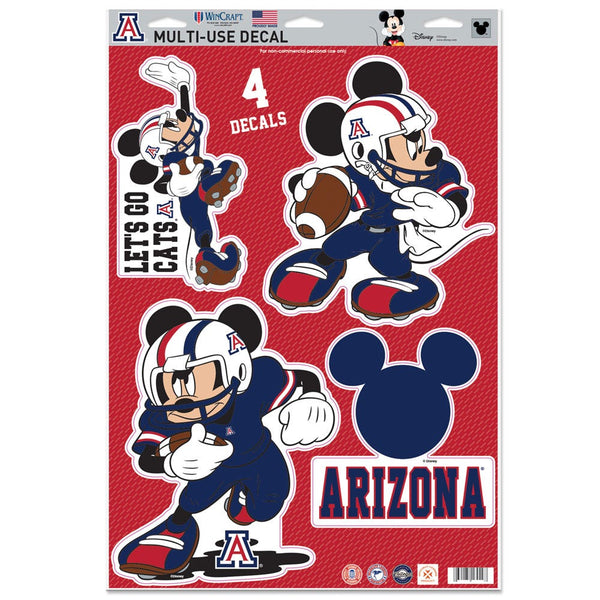 Arizona Wildcats / Disney MICKEY MOUSE FOOTBALL Multi-Use Decal 11" x 17"