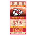 Kansas City Chiefs Ticket Wood Sign 6x12 3/8" thick