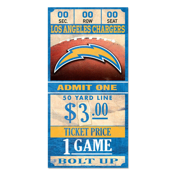 Los Angeles Chargers Wood Sign 6x12 3/8" thick