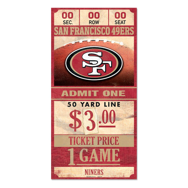 San Francisco 49ers Ticket Wood Sign 6x12 3/8" thick
