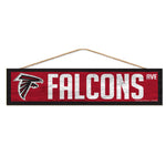 Atlanta Falcons Wood Sign-with Rope 4" x 17"