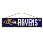 Baltimore Ravens Wood Sign-with Rope 4" x 17"